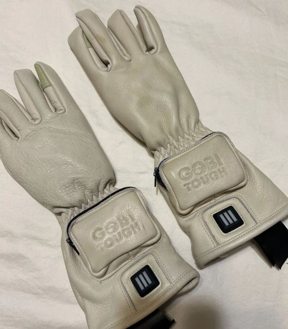GOBI HEAT Drift Heated Leather Work Gloves Bone Beige Mens Small nwot
